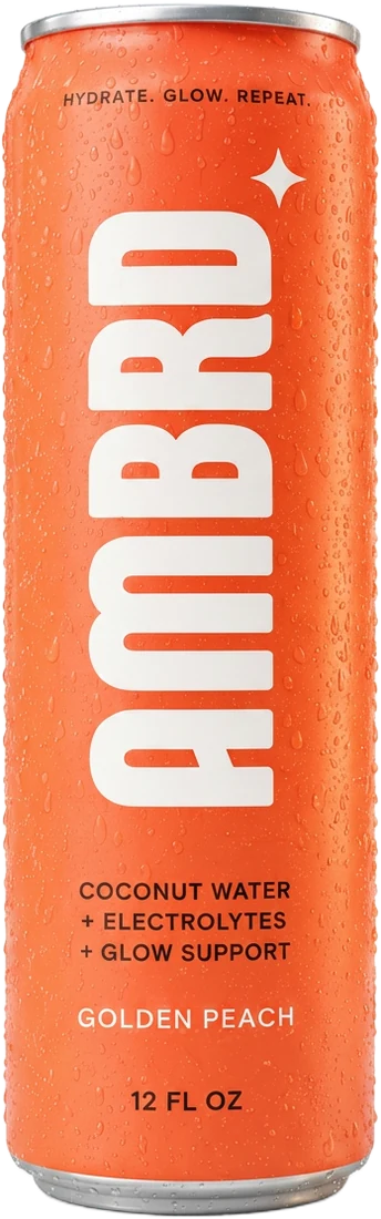 AMBRD Golden Peach 12 fl oz can — sparkling skin glow and hydration drink
